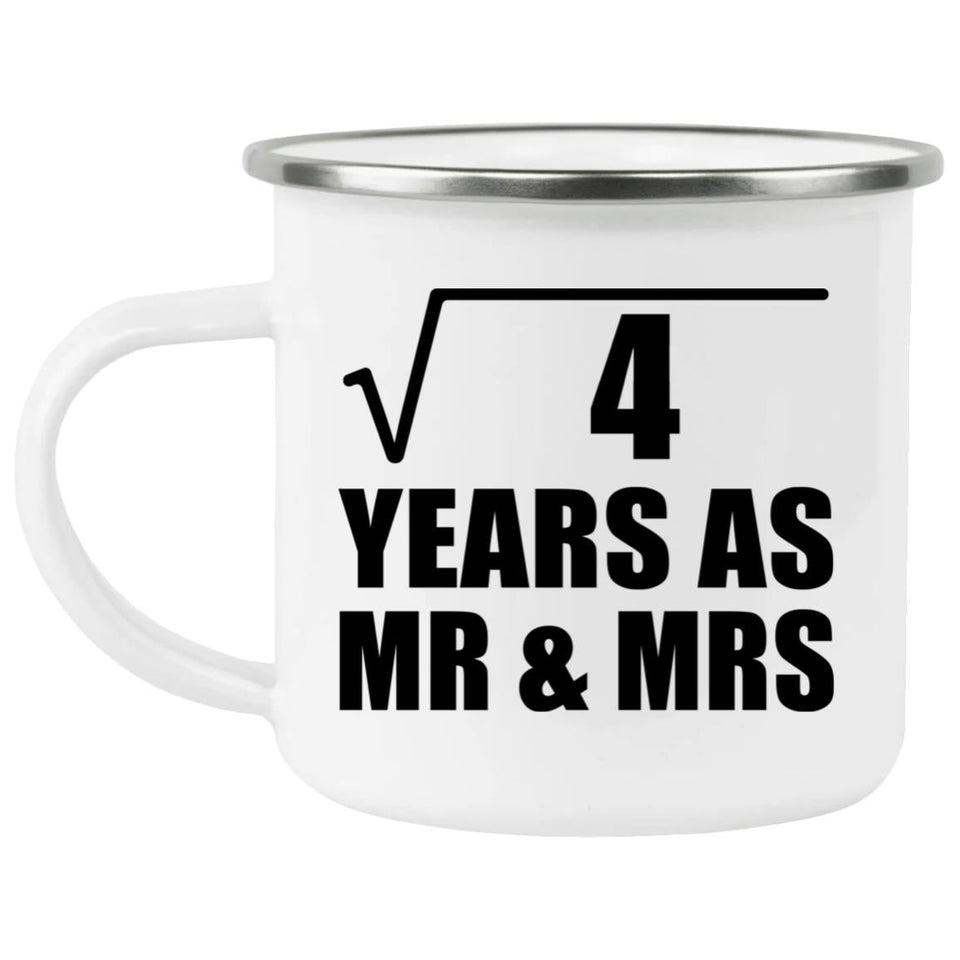 2nd Anniversary Square Root of 4 Years As Mr & Mrs - 12oz Camping Mug