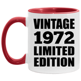 52nd Birthday Vintage 1972 Limited Edition - 11oz Accent Mug Red