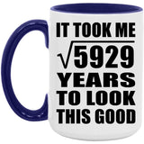 77th Birthday Took Square Root of 5929 Years To Look Good - 15oz Accent Mug Purple