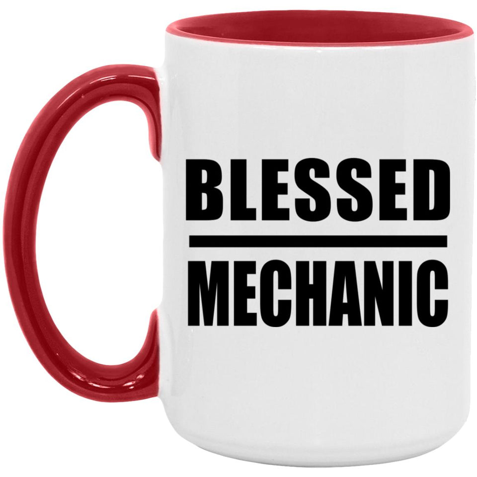 Blessed Mechanic - 15oz Accent Mug Red