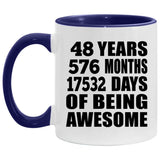 48th Birthday 48 Years 576 Months 17532 Days Of Awesome - 11oz Accent Mug Purple