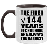 12th Birthday Square Root of 144 Years of Childhood - 11oz Accent Mug Black
