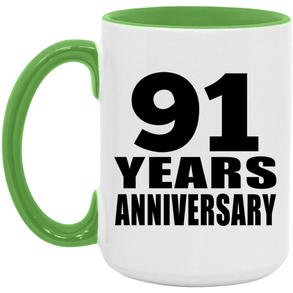 91st Anniversary 91 Years Anniversary - 15oz Accent Mug Green