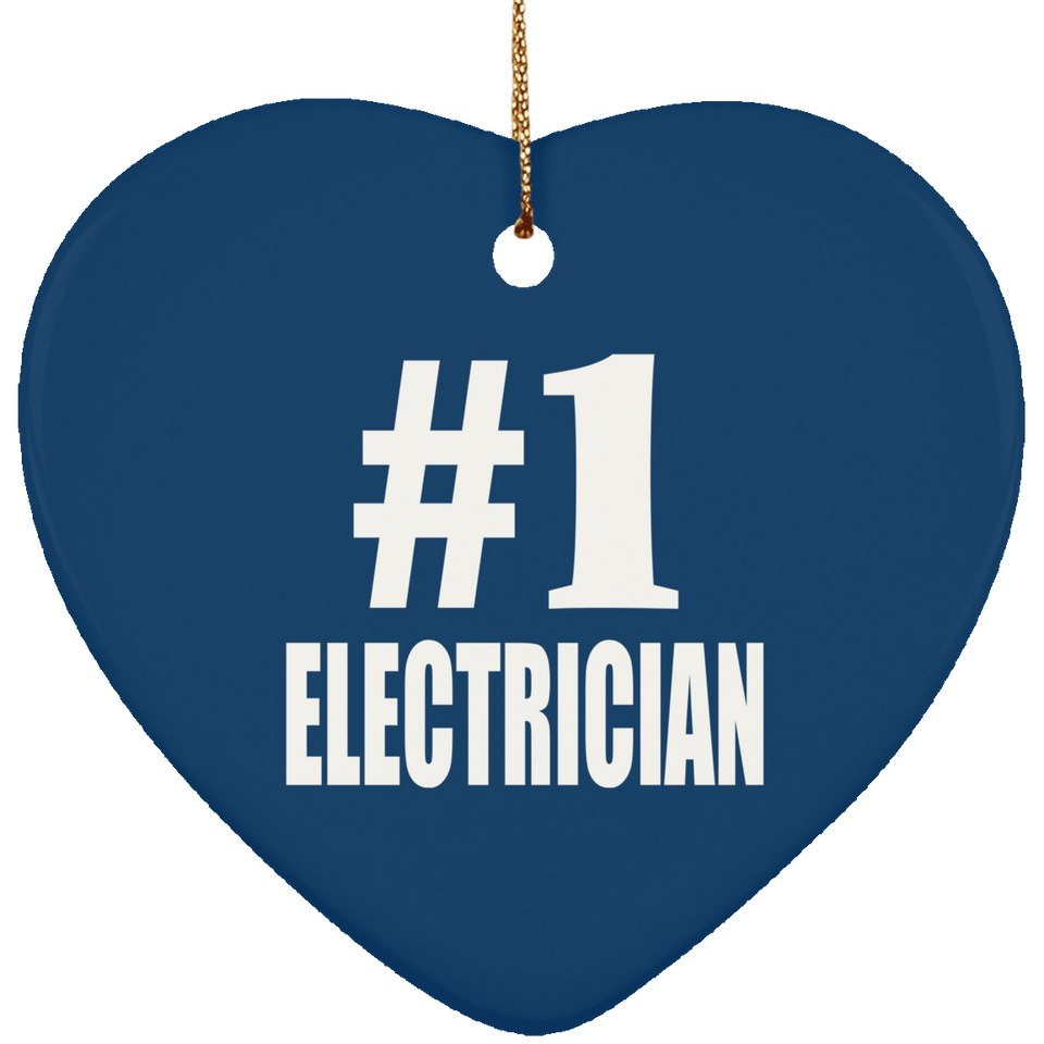 Number One #1 Electrician - Heart Ornament