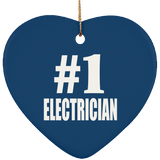 Number One #1 Electrician - Heart Ornament
