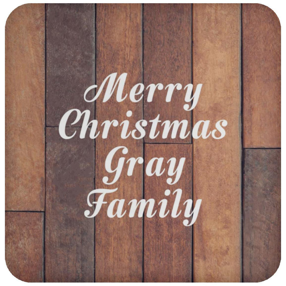 Merry Christmas Gray Family - Drink Coaster E