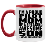 Proud Pilot Mom Of Awesome Son - 11oz Accent Mug Red