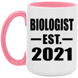 Biologist Established EST. 2021 - 15oz Accent Mug Pink