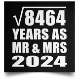 92nd Anniversary Square Root of 8464 Years As Mr & Mrs 2024 - Poster Square