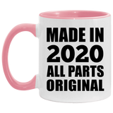 4th Birthday Made in 2020 All Parts Original - 11oz Accent Mug Pink