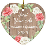 First Year As Grandma & Grandpa 2023 - Heart Ornament B