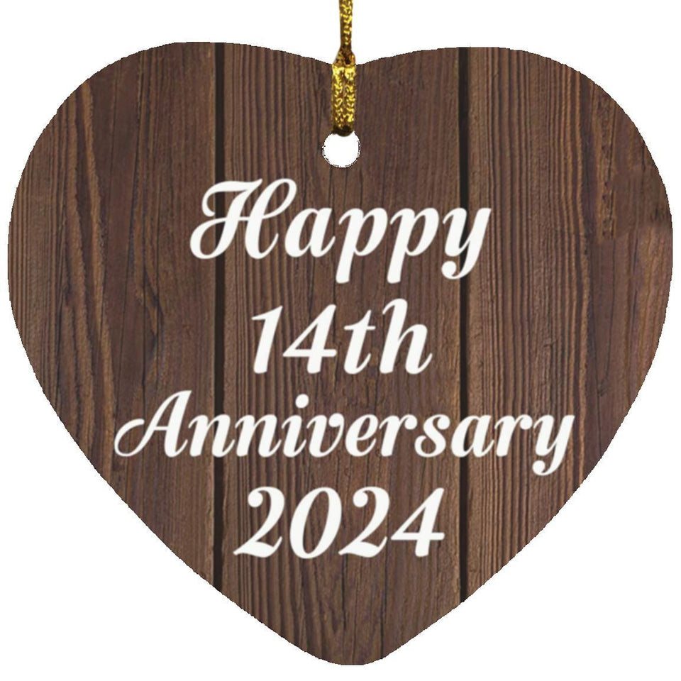 Happy 14th Anniversary 2024 - Heart Ornament D