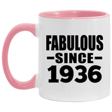88th Birthday Fabulous Since 1936 - 11oz Accent Mug Pink