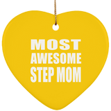 Most Awesome Step Mom - Heart Ornament