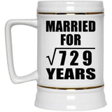 27th Anniversary Married For Square Root of 729 Years - Beer Stein