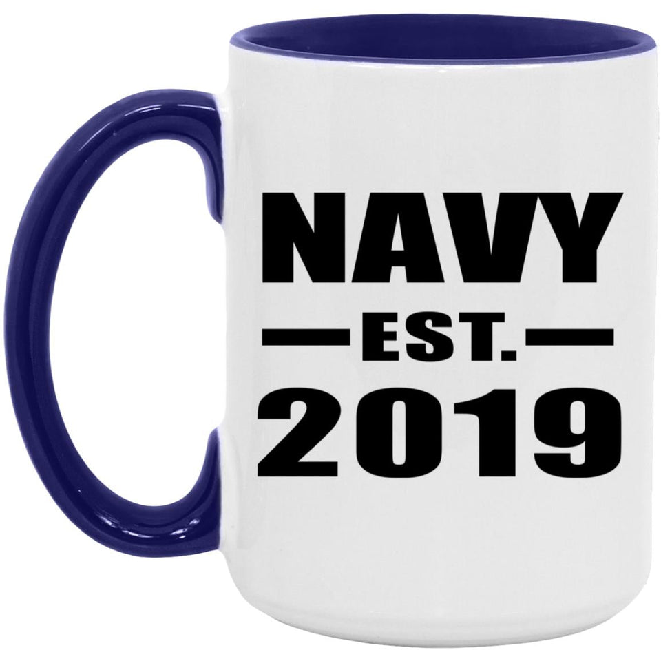 Navy Established EST. 2019 - 15oz Accent Mug Purple