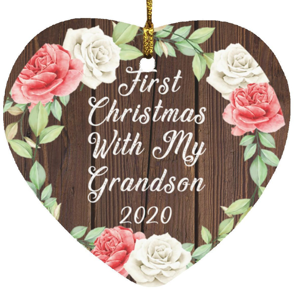 First Christmas With My Grandson 2020 - Heart Ornament A