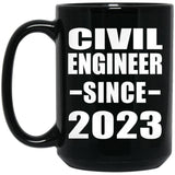 Civil Engineer Since 2023 - 15oz Coffee Mug Black
