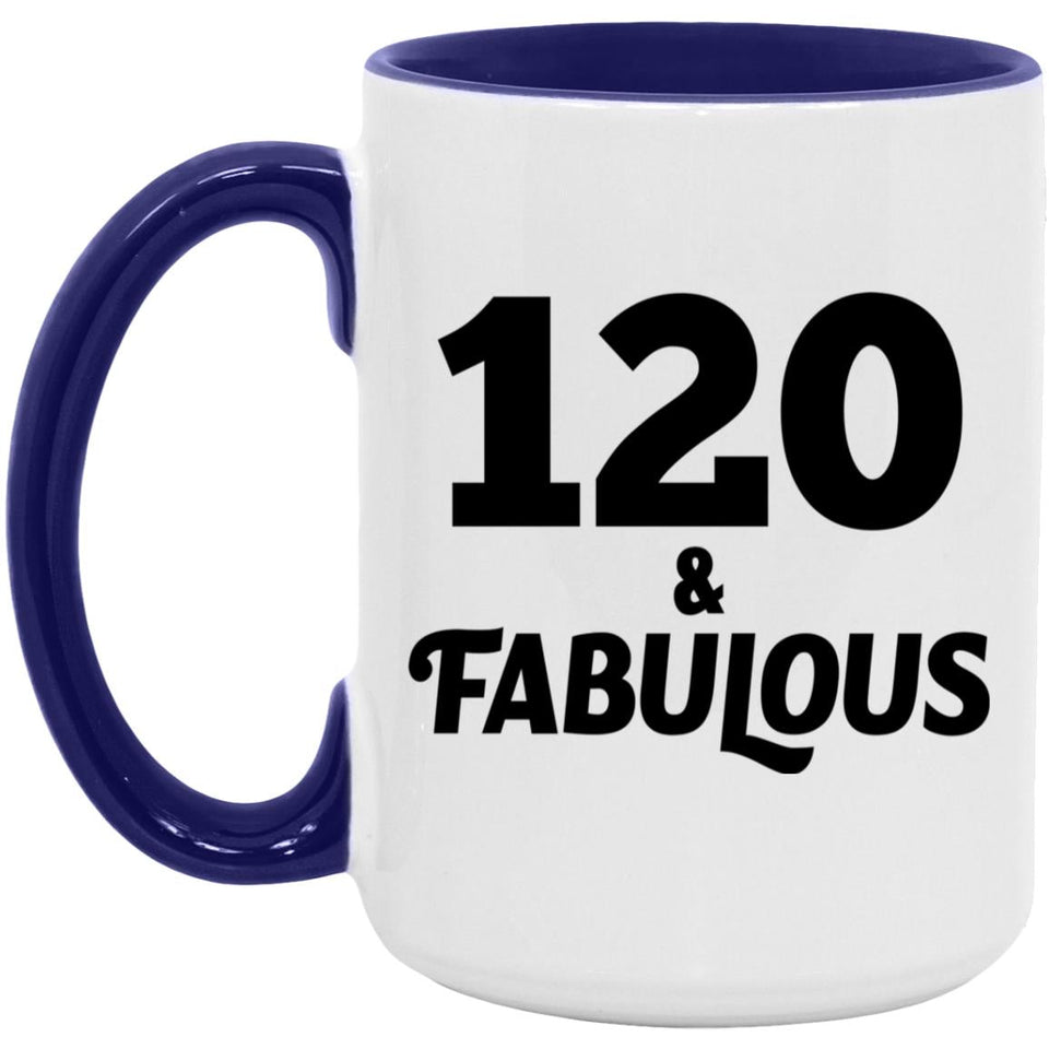 120th Birthday 120 & Fabulous - 15oz Accent Mug Purple