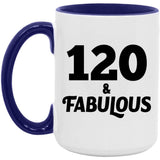 120th Birthday 120 & Fabulous - 15oz Accent Mug Purple