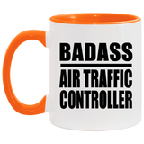 Badass Air Traffic Controller - 11oz Accent Mug Orange