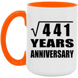 21st Anniversary Square Root of 441 Years Anniversary - 15oz Accent Mug Orange