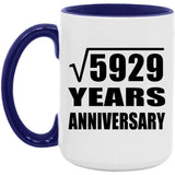 77th Anniversary Square Root of 5929 Years Anniversary - 15oz Accent Mug Purple