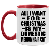 All I Want For Christmas Is My Domestic Mediumhair Cat - 11oz Accent Mug Red