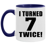 14th Birthday I Turned 7 Twice - 11oz Accent Mug Purple