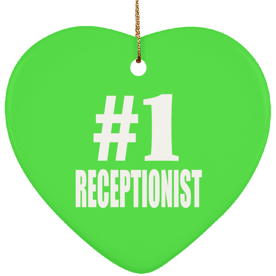 Number One #1 Receptionist - Heart Ornament