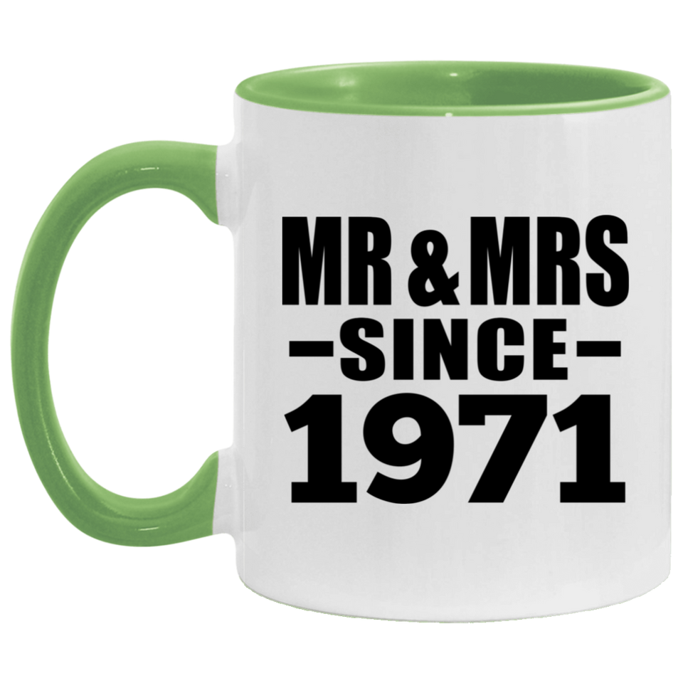 53rd Anniversary Mr & Mrs Since 1971 - 11oz Accent Mug Green
