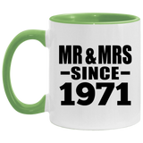 53rd Anniversary Mr & Mrs Since 1971 - 11oz Accent Mug Green