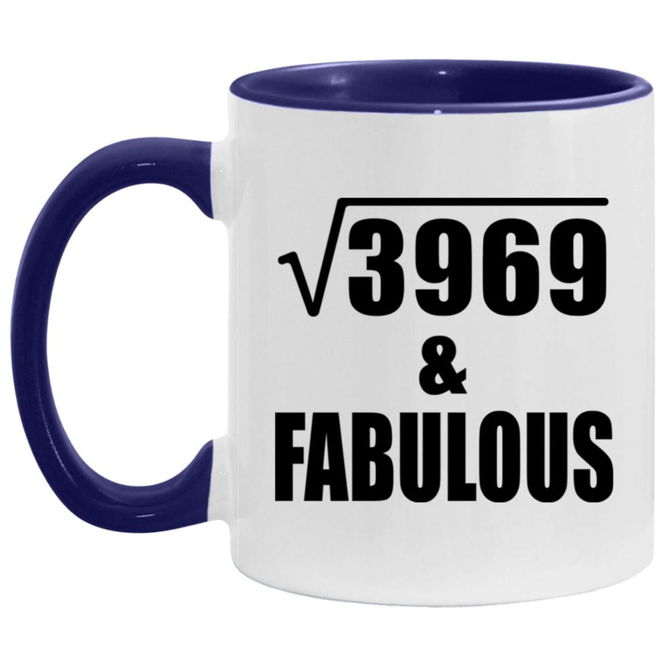 63rd Birthday Square Root of 3969 & Fabulous - 11oz Accent Mug Purple