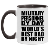Military Personnel By Day World's Best Dad By Night - 11oz Accent Mug Black