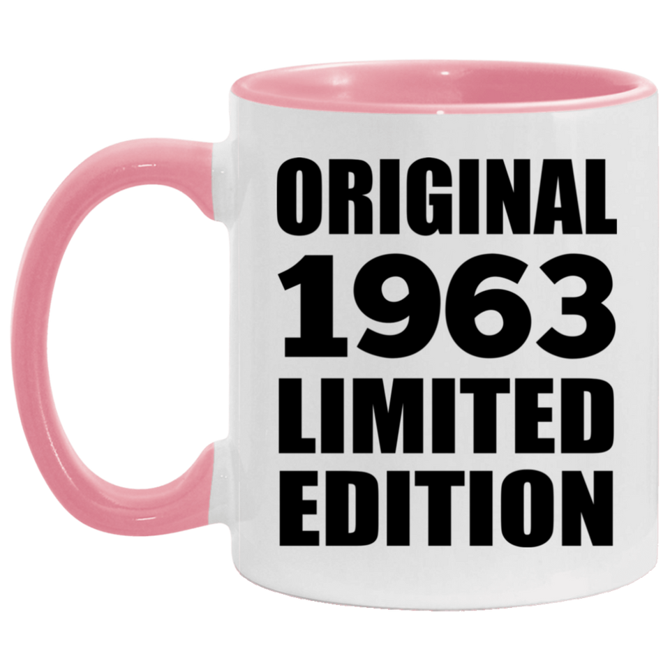61st Birthday Original 1963 Limited Edition - 11oz Accent Mug Pink
