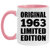 61st Birthday Original 1963 Limited Edition - 11oz Accent Mug Pink