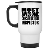 Most Awesome Construction Inspector - White Travel Mug