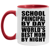 School Principal By Day World's Best Mom By Night - 11oz Accent Mug Red