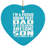 Proud Airline Pilot Dad Of Awesome Son - Heart Ornament