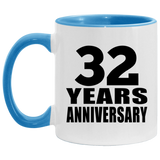 32nd Anniversary 32 Years - 11oz Accent Mug Blue