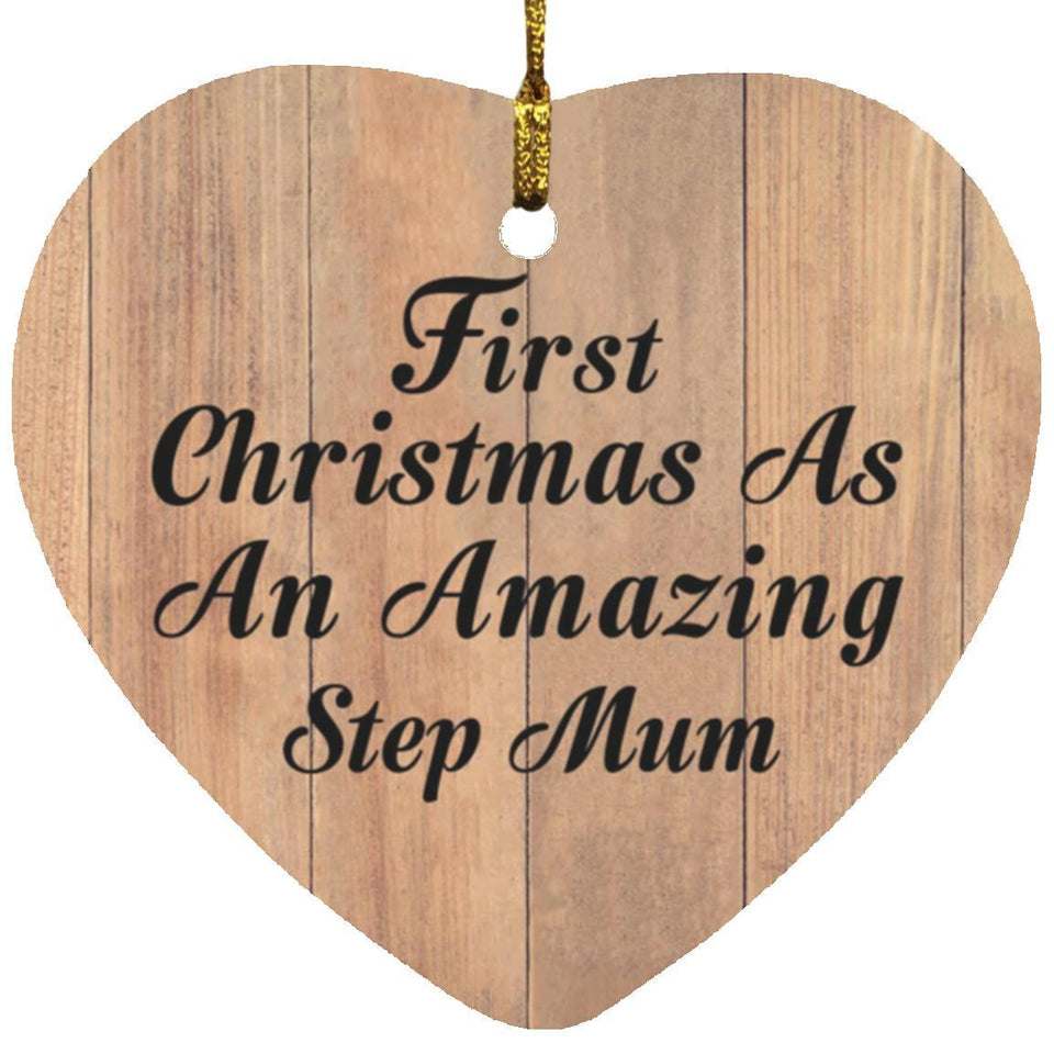 First Christmas As An Amazing Step Mum - Heart Ornament C