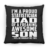 Proud Statistician Dad Of Awesome Son - Throw Pillow Black