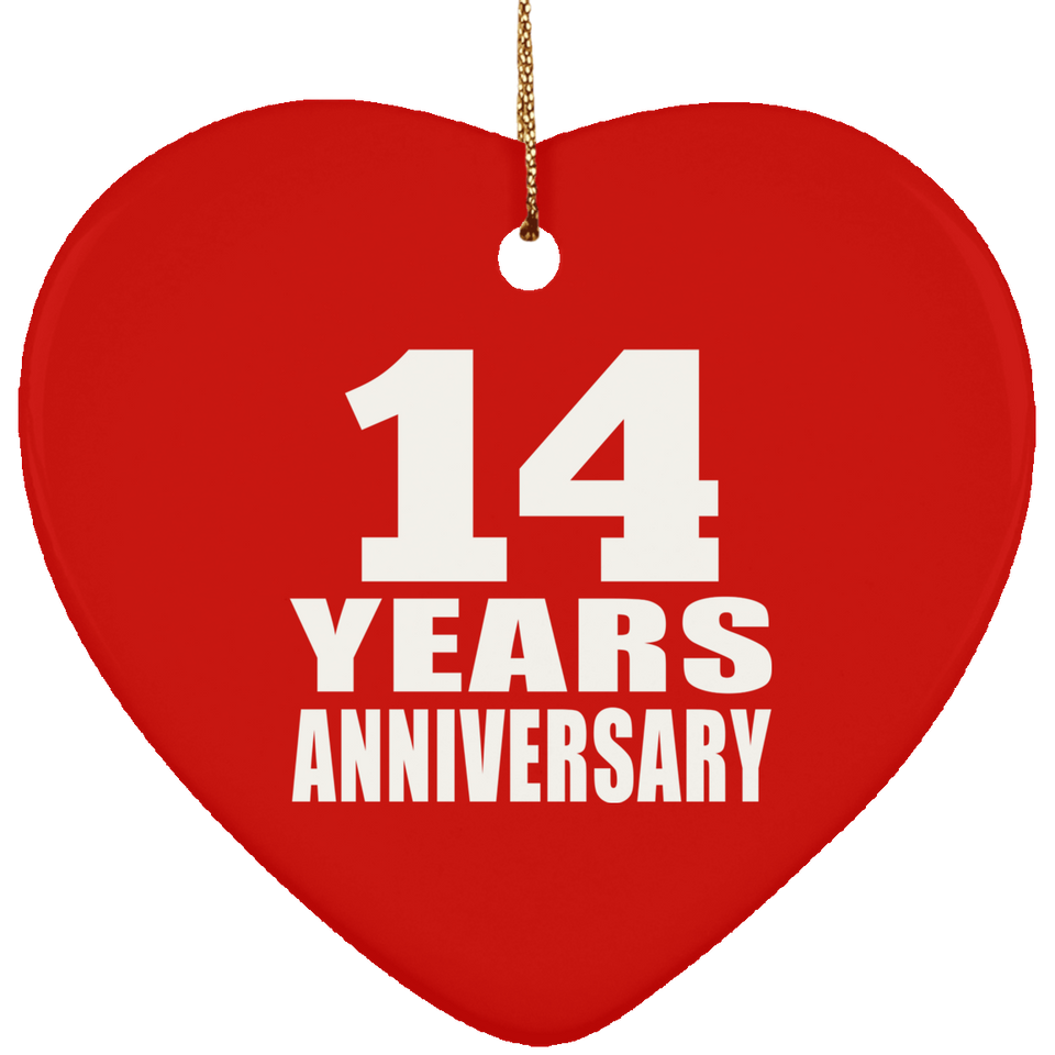 14th Anniversary 14 Years - Heart Ornament