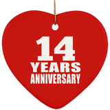 14th Anniversary 14 Years - Heart Ornament