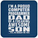 Proud Computer Programmer Dad Of Awesome Son - Drink Coaster