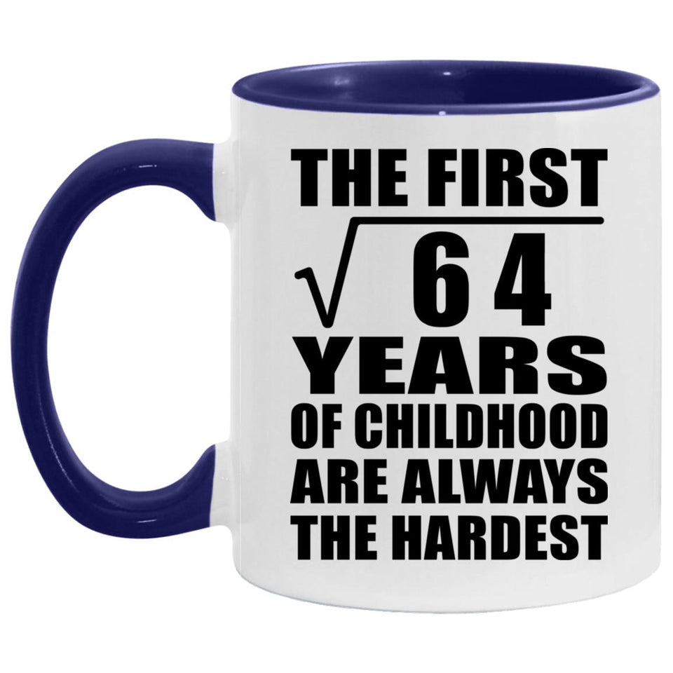 8th Birthday Square Root Of 64 Years Of Childhood - 11oz Accent Mug Purple