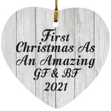 First Christmas As An Amazing Gf & Bf 2021 - Heart Ornament F