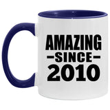14th Birthday Amazing Since 2010 - 11oz Accent Mug Purple