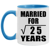 5th Anniversary Married For Square Root of 25 Years - 11oz Accent Mug Blue