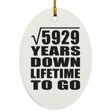 77th Anniversary Square Root of 5929 Years Lifetime To Go - Oval Ornament